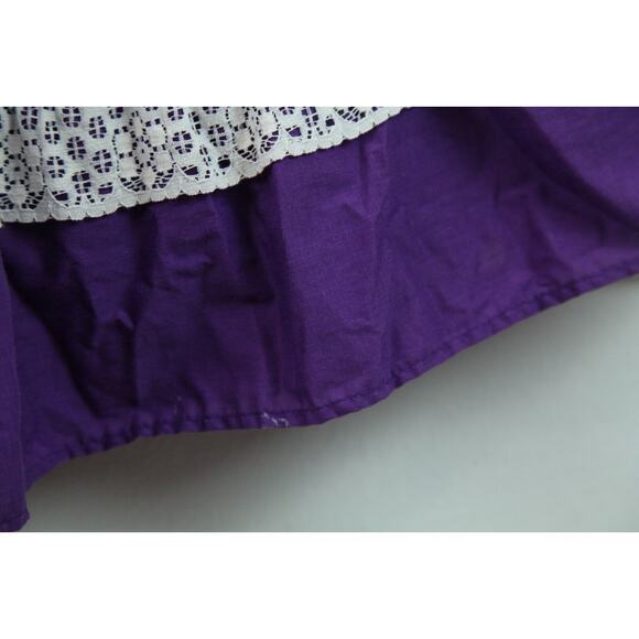 FLAW Vintage Handmade Square Dance Dress Purple Ruffle Cottagecore M Cupcake - Picture 4 of 15